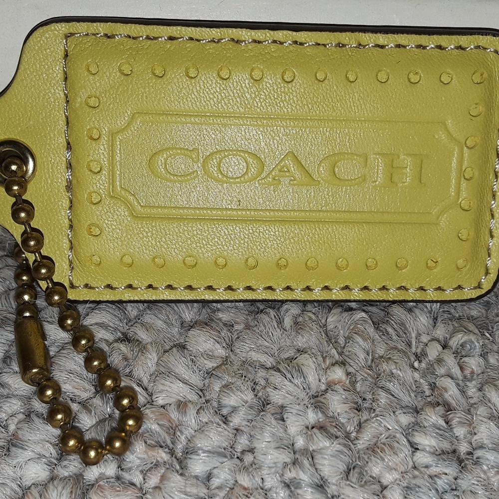 Green Leather Coach Hang Tag